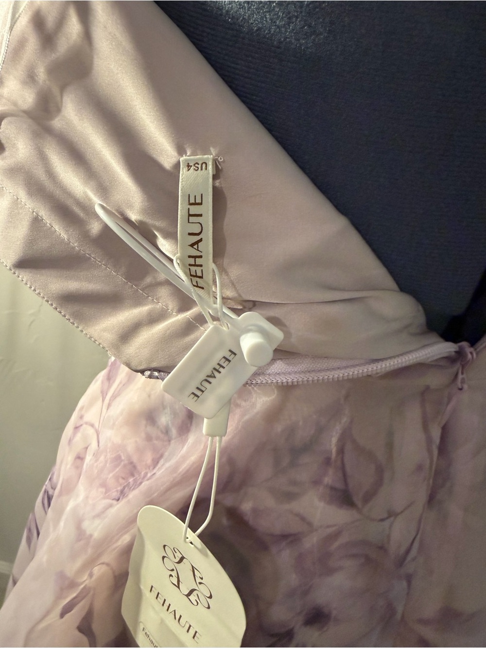 Elegant Lavender Floral V-Neck Evening Dress 226 - Picture 7 of 10